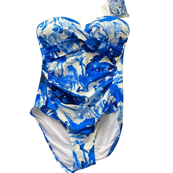 Calvin Klein blue and white one piece bathing suit - Picture 1 of 13